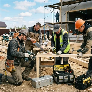 Разнорабочие со своим инструментом