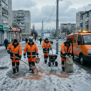 Противогололёдная обработка в Новороссийске | Посыпка тротуаров, дорог