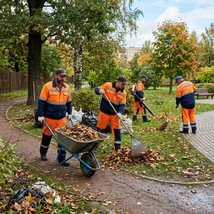 Уборка территории в Новороссийске | Сбор листвы, покос травы, подметание