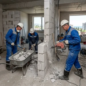 Демонтаж стен из газобетона и пеноблоков в Новороссийске | Разборка ячеистого бетона