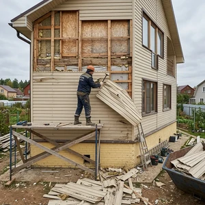 Демонтаж сайдинга с фасада в Новороссийске | Снятие винилового и металлосайдинга