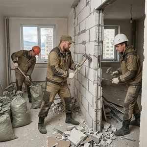 Демонтаж квартир в Новороссийске | Разборка стен и перегородок в квартире