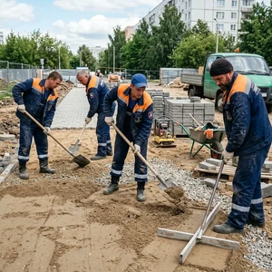 Выравнивание площадки под тротуарную плитку в Новороссийске