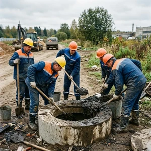 Очистка дренажных колодцев от ила и грунта вручную в Новороссийске