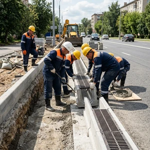 Устройство водоотводных лотков в Новороссийске | С копкой основания