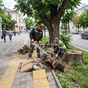 Удаление крупных корней без выкорчёвывания пня в Новороссийске – безопасное подрезание
